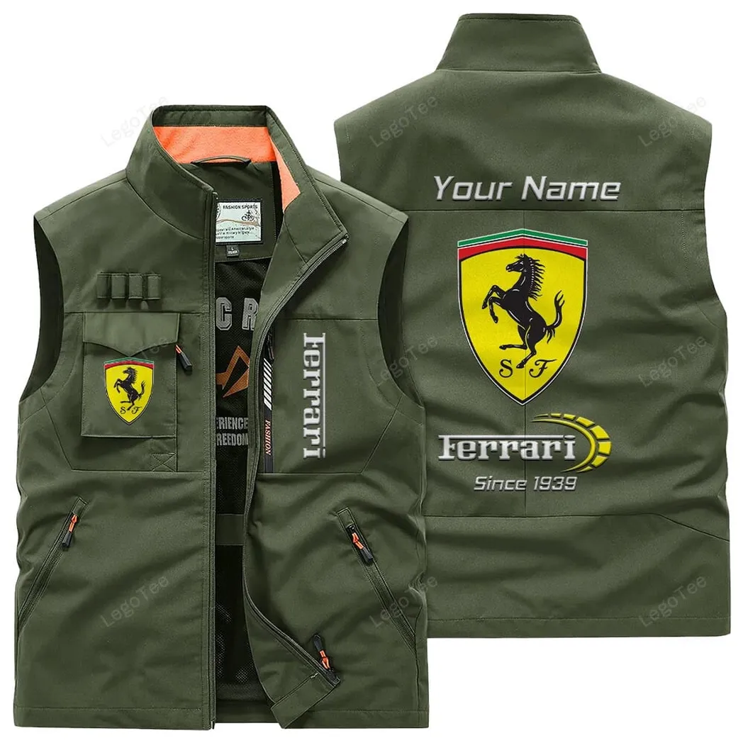 Ferrari Outdoor Sleeveless Vest, Gift For Ferrari Lovers, Gift For Him, Husband, Boyfriend - Army Green CAR131021325694-1