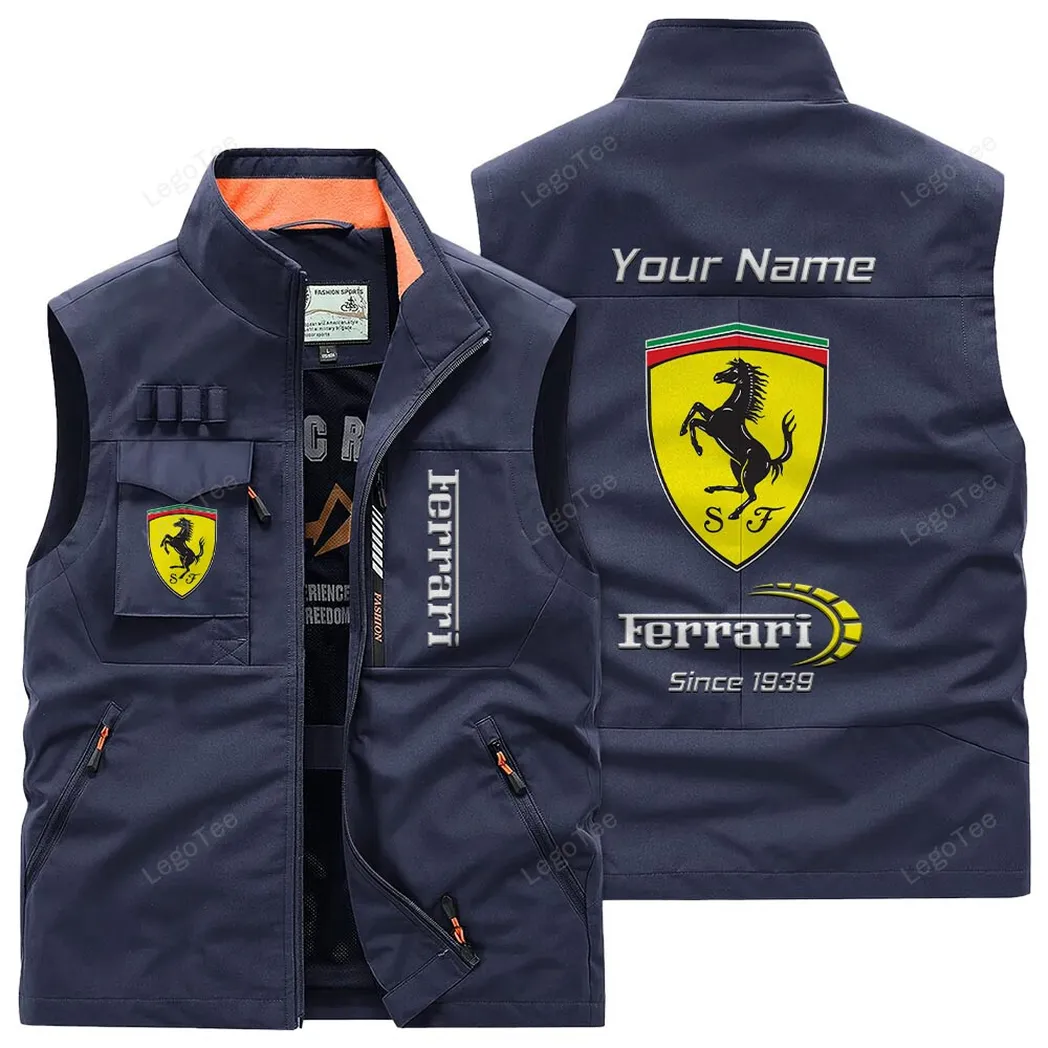 Ferrari Outdoor Sleeveless Vest, Gift For Ferrari Lovers, Gift For Him, Husband, Boyfriend - Navy CAR131021325694-5