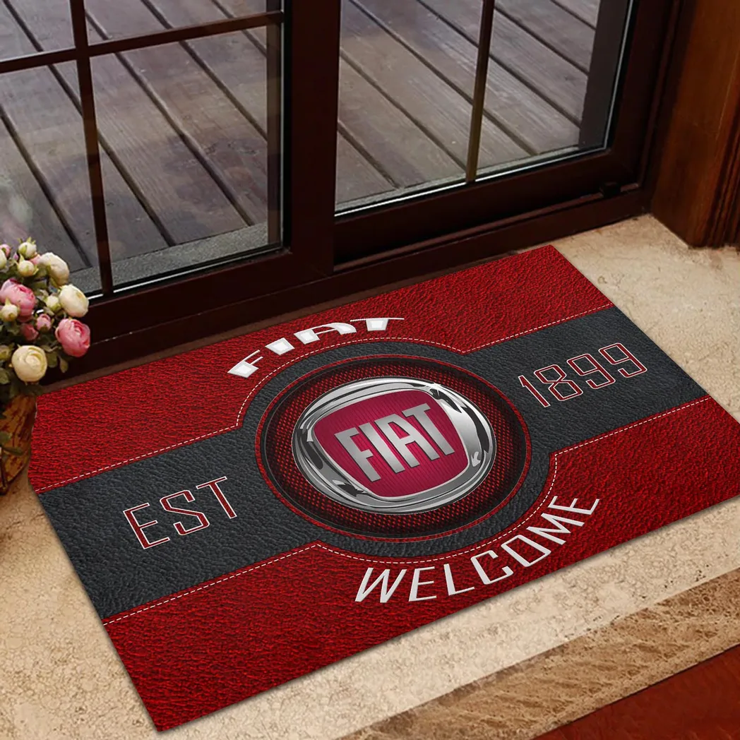 Fiat Doormat, Gift For Fiat Lovers, Gift For Him, Husband, Boyfriend CAR16902262521 - Red
