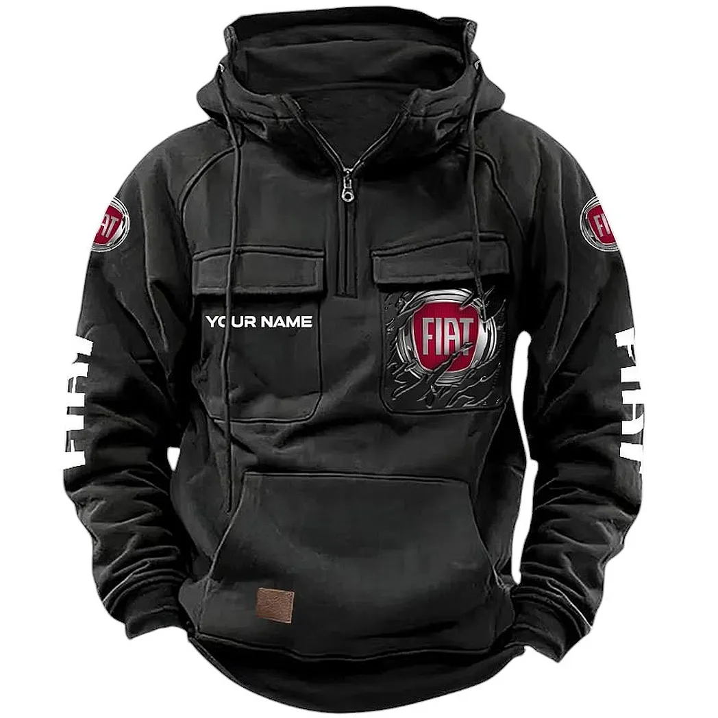 Fiat Hoodie Tactical Quarter Zip, Gift For Fiat Lovers CAR164022425136 - Black