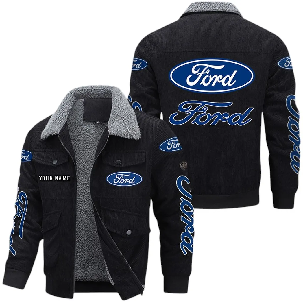 Ford Corduroy Jacket For Men, Gift For Ford Lovers CAR42022225564 - Black