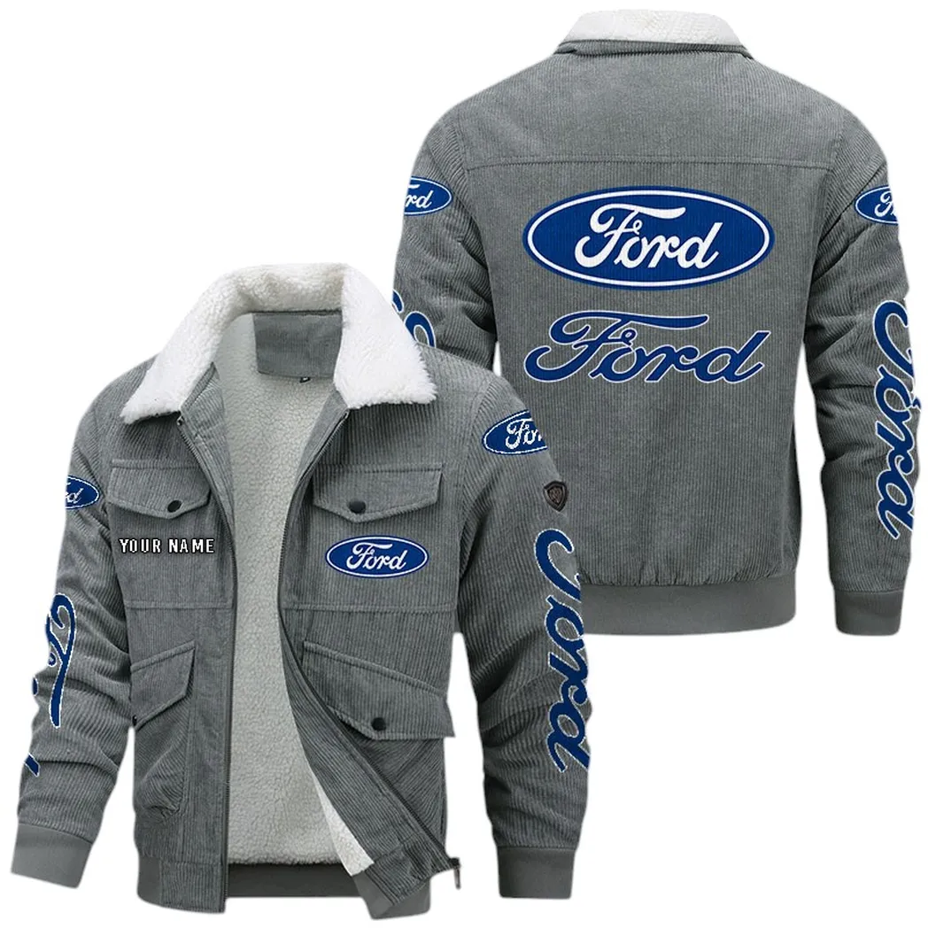 Ford Corduroy Jacket For Men, Gift For Ford Lovers CAR42022225564 - Gray