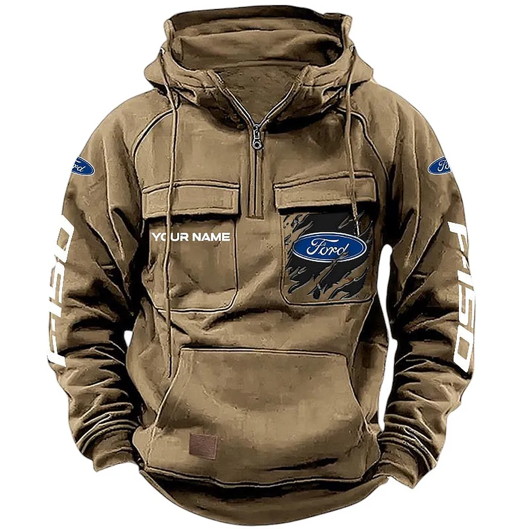 Ford F150 Hoodie Tactical Quarter Zip, Gift For Ford F150 Lovers CAR164022425150 - Khaki