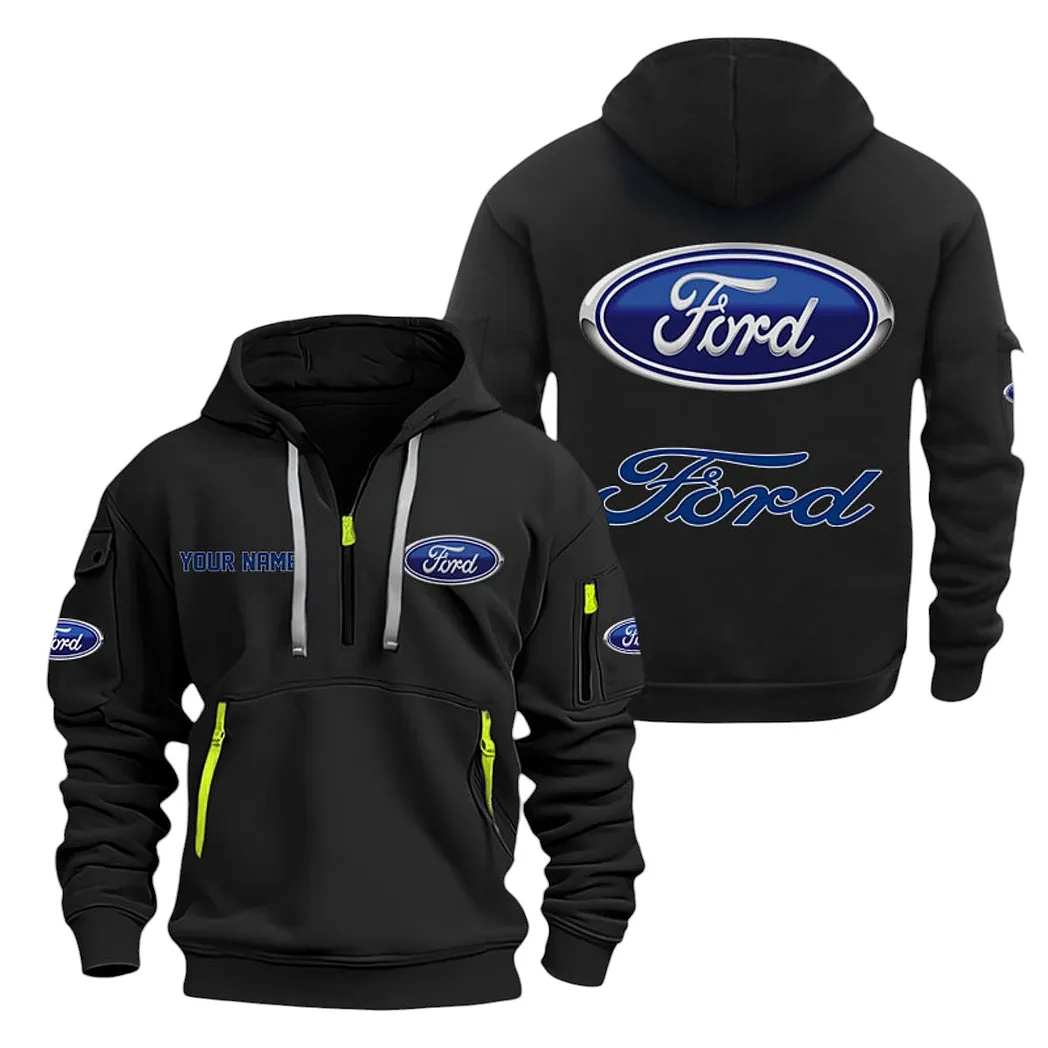 Ford Half Zip Hoodie For Men, Gift For Ford Lovers CAR20022125670 - Black