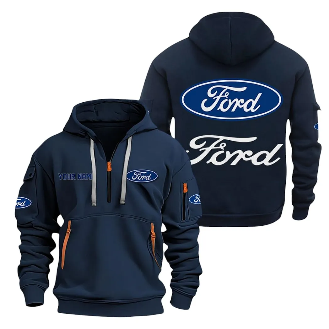 Ford Half Zip Hoodie For Men, Gift For Ford Lovers CAR20022125673 - Navy
