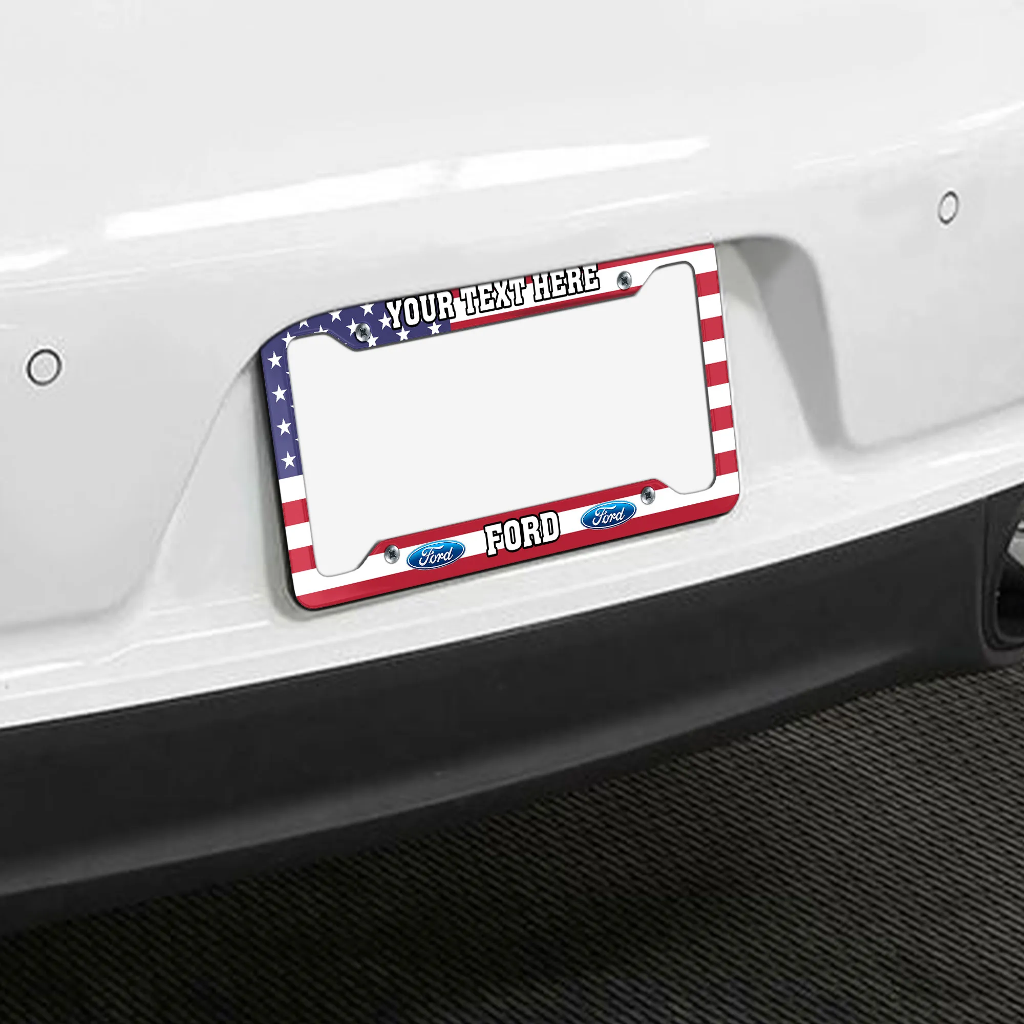 Ford License Plate Frame USA Flag Style, Gift For Ford Lovers LPF02030425904 - 4 Holes