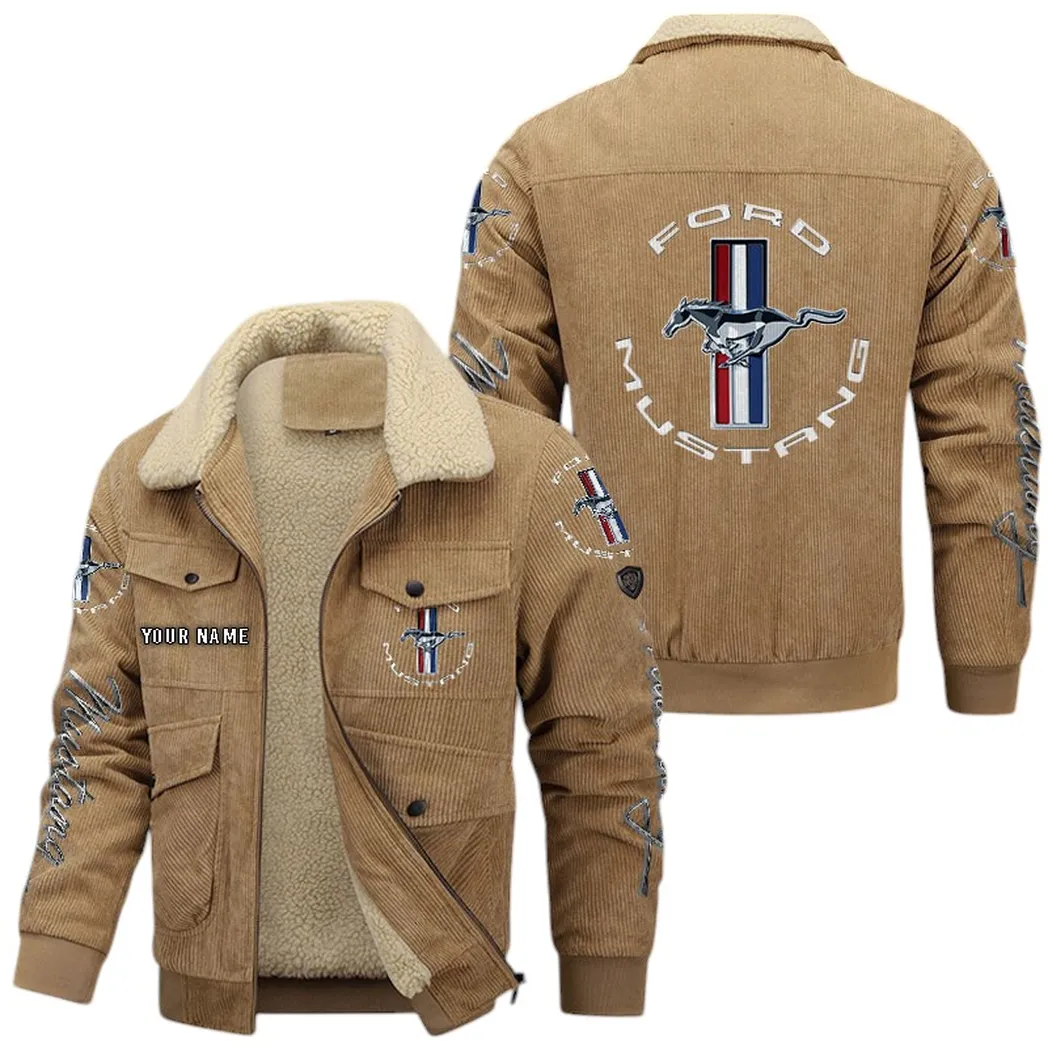 Ford Mustang Corduroy Jacket For Men, Gift For Ford Mustang Lovers CAR42022225572 - Khaki