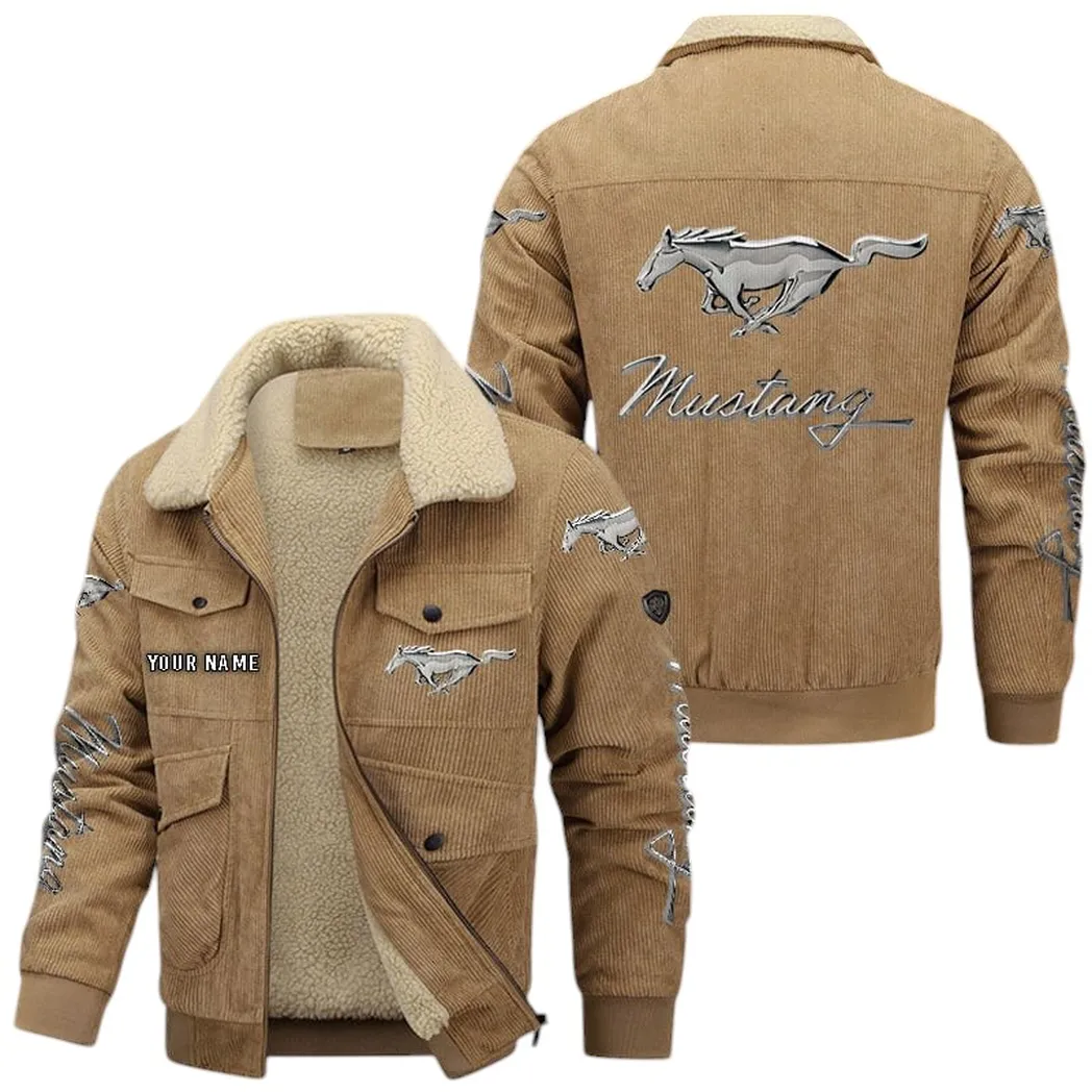 Ford Mustang Corduroy Jacket For Men, Gift For Ford Mustang Lovers CAR42022225605 - Khaki