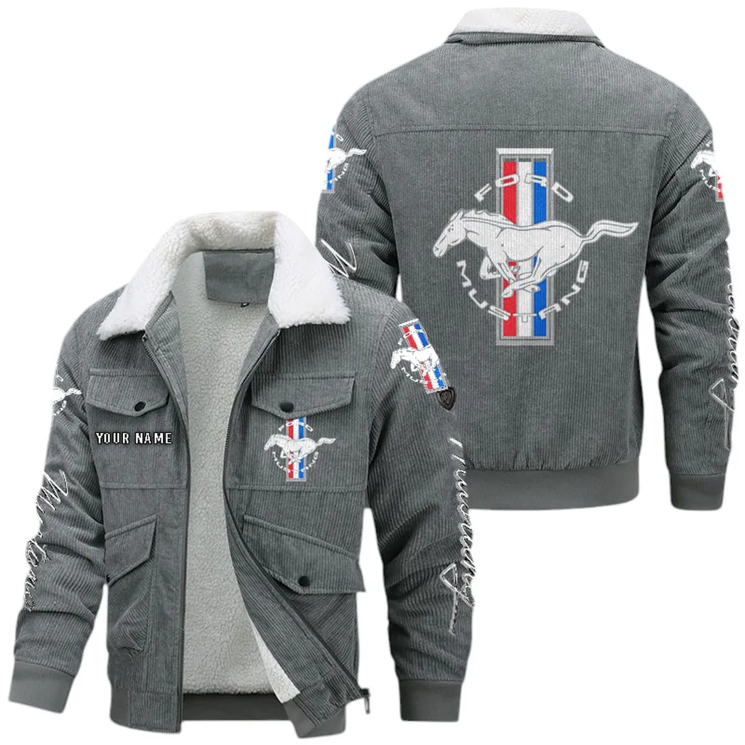 Ford Mustang Corduroy Jacket For Men, Gift For Ford Mustang Lovers CAR42022225645 - Gray