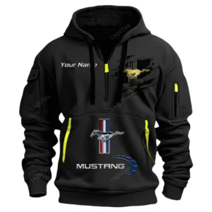 Ford Mustang Half Zip Hoodie CAR113021425856, Best Gift for Him, Husband, Boyfriend - Black