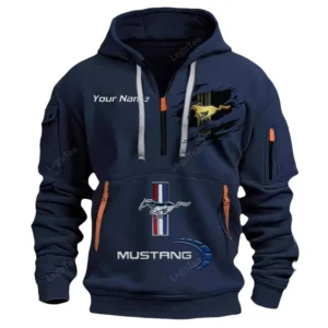 Ford Mustang Half Zip Hoodie CAR113021425856, Best Gift for Him, Husband, Boyfriend - Navy