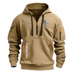 Ford Mustang Half Zip Hoodie For Men, Gift For Him, Husband, Boyfriend - Khaki CAR112021425560-3