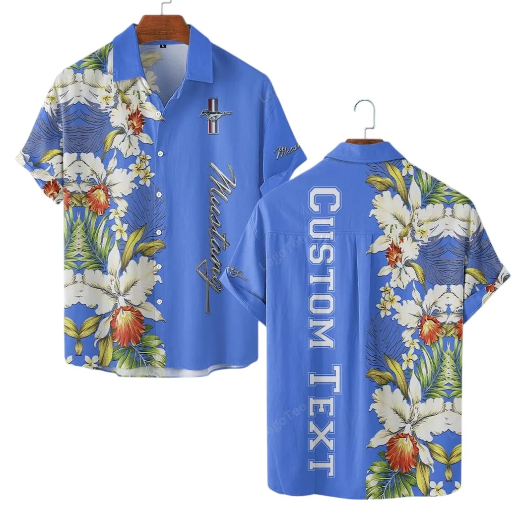 Ford Mustang Hawaiian Shirt For Men, Gift For Ford Mustang Lovers, Gift For Him, Husband, Boyfriend CAR1230304007 - Blue