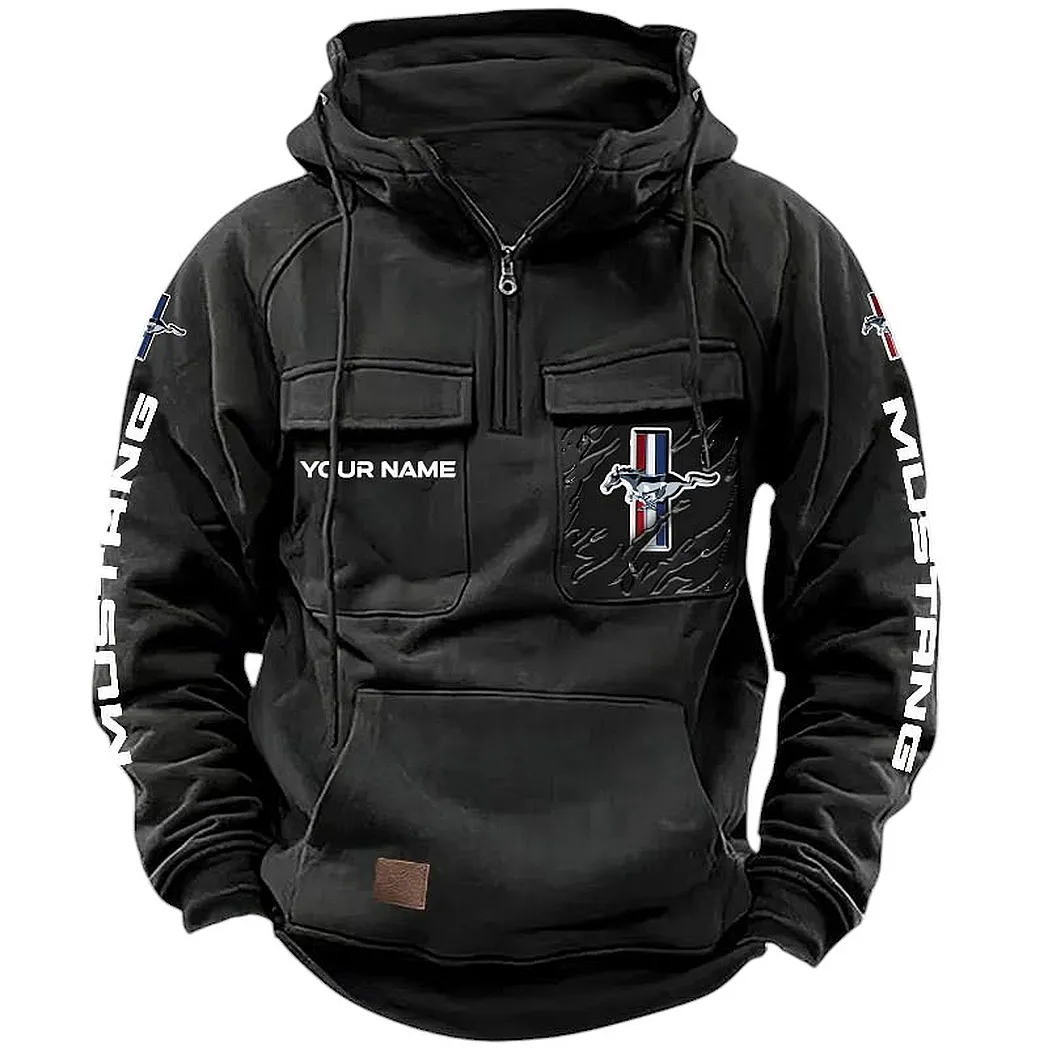 Ford Mustang Hoodie Tactical Quarter Zip, Gift For Ford Mustang Lovers CAR164022425125 - Black