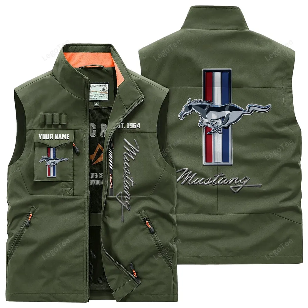 Ford Mustang Outdoor Sleeveless Vest, Gift For Ford Mustang Lovers, Gift For Him, Husband, Boyfriend - Army Green CAR132021325888-1