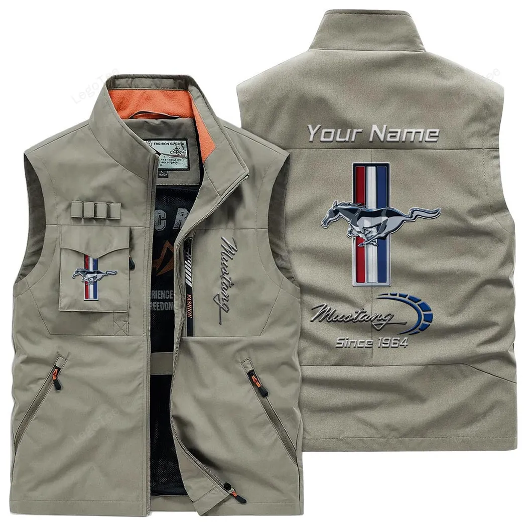 Ford Mustang Outdoor Sleeveless Vest, Gift For Ford Mustang Lovers, Gift For Him, Husband, Boyfriend - Khaki CAR131021325678-4