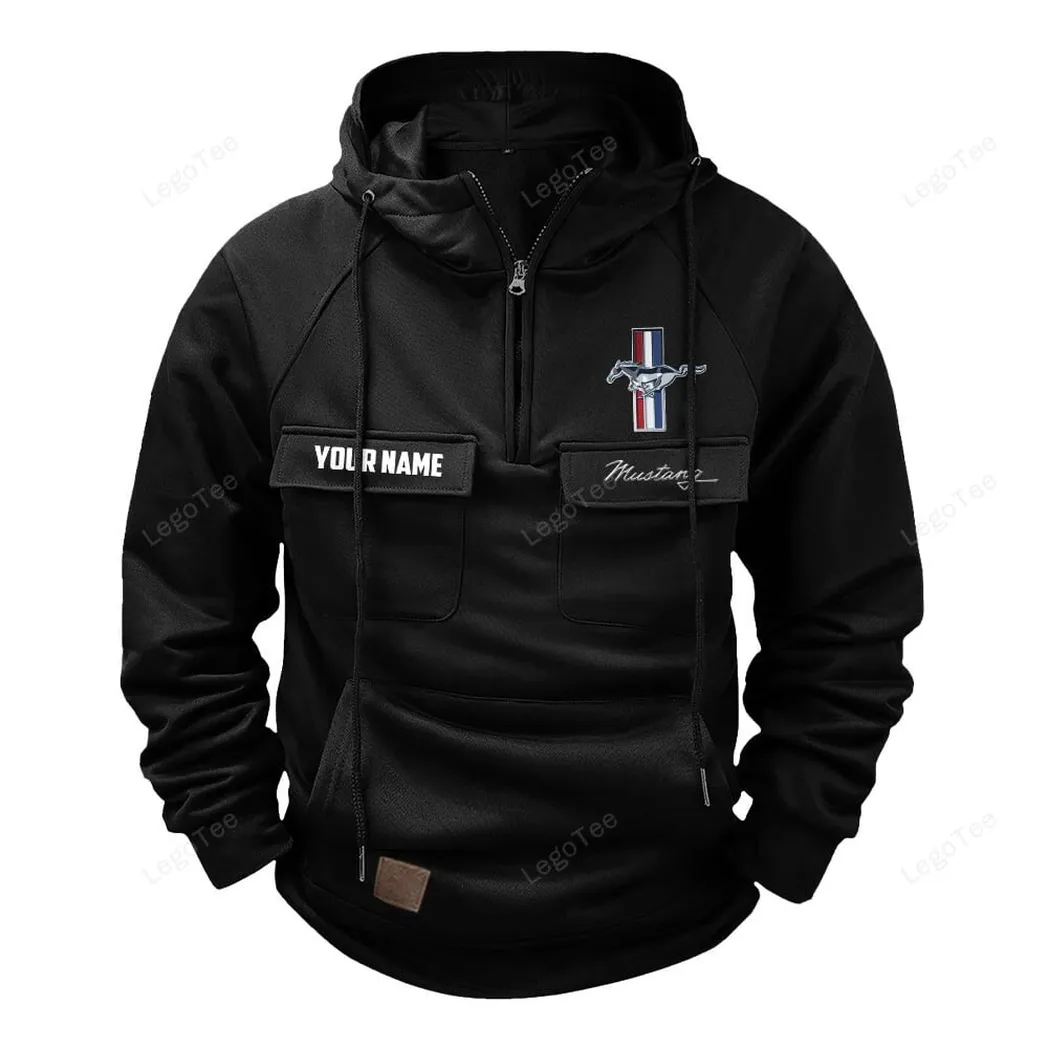Ford Mustang Tactical Quarter Zip Hoodie, Gift For Ford Mustang Lovers, Gift For Him, Husband, Boyfriend - Black CAR109021425333-2