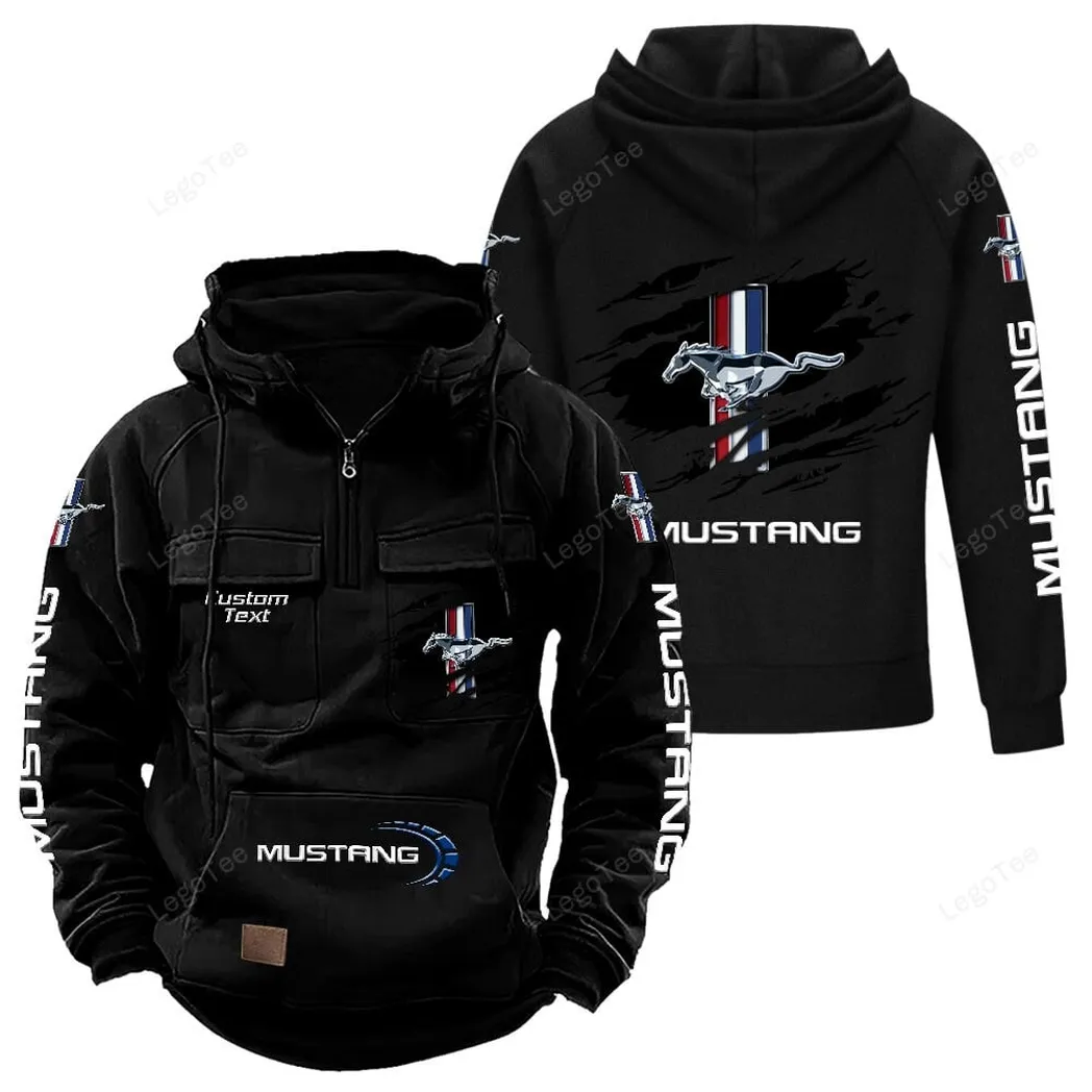 Ford Mustang Tactical Quarter Zip Hoodie, Gift For Ford Mustang Lovers, Gift For Him, Husband, Boyfriend - Black CAR122021425010-2