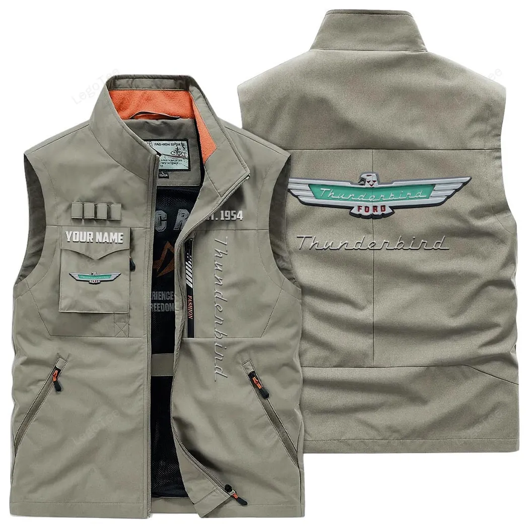 Ford Thunderbird Outdoor Sleeveless Vest, Gift For Ford Thunderbird Lovers, Gift For Him, Husband, Boyfriend - Khaki CAR132021325953-4