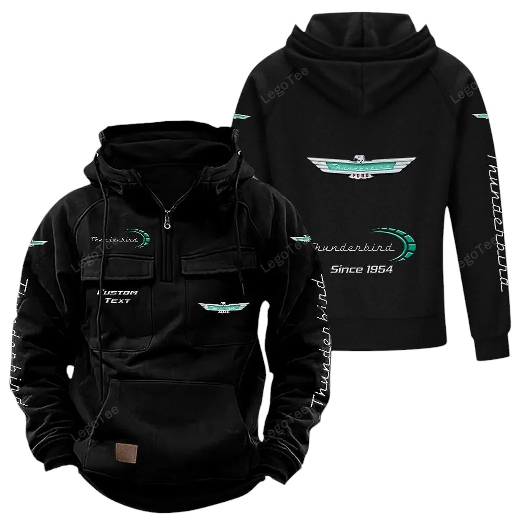 Ford Thunderbird Tactical Quarter Zip Hoodie, Gift For Ford Thunderbird Lovers, Gift For Him, Husband, Boyfriend - Black CAR96021425720-2