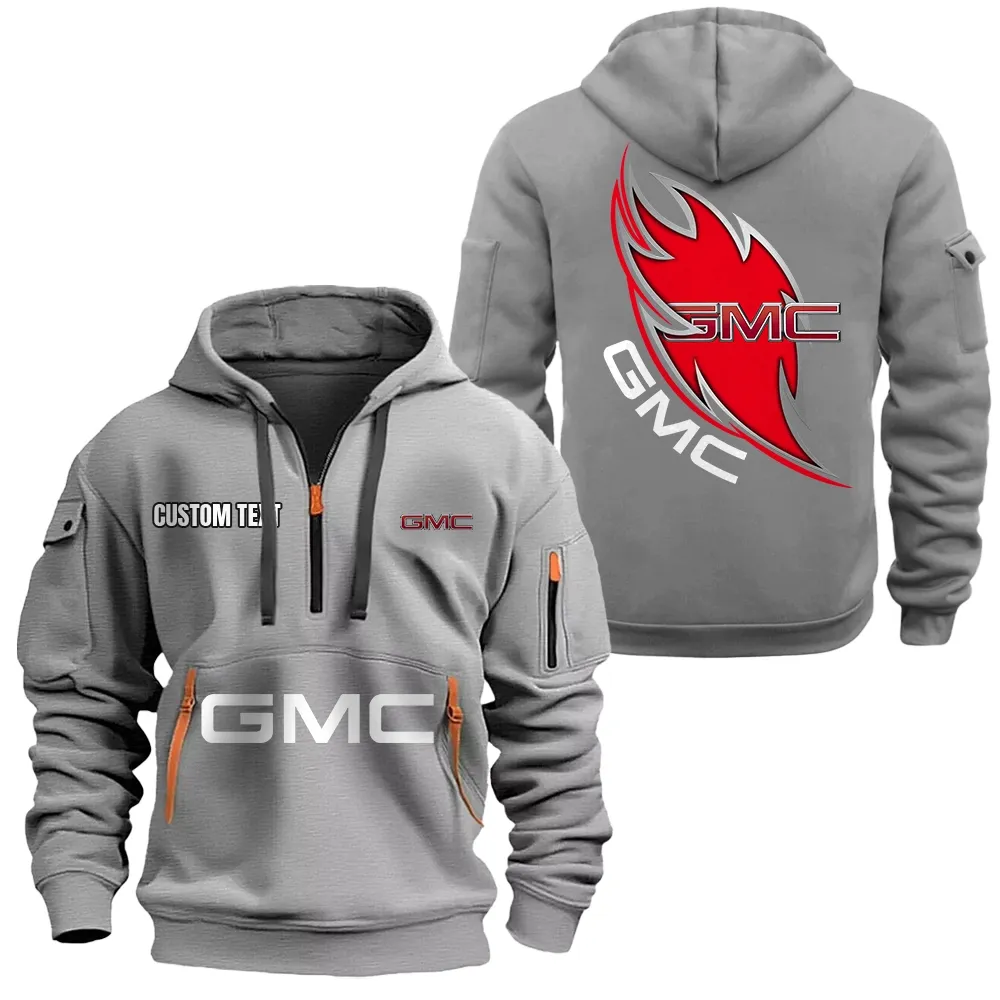 GMC Hoodie Half Zipper CAR1701112089, CAR All Over Print Hoodie Half Zipper - Gray