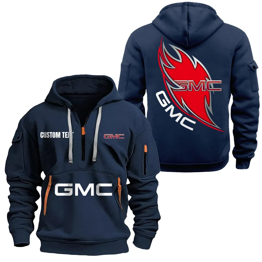 GMC Hoodie Half Zipper CAR1701112089, CAR All Over Print Hoodie Half Zipper - Navy