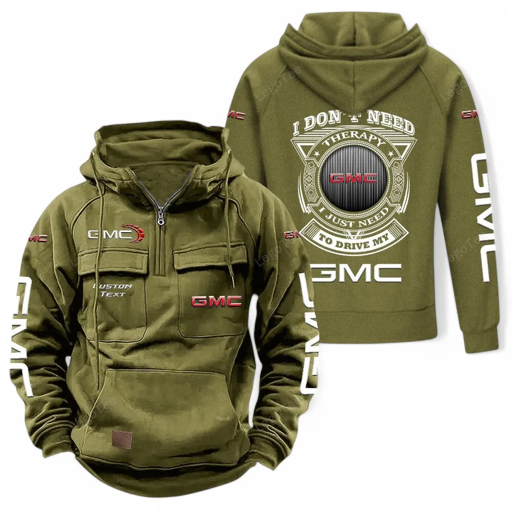GMC Tactical Quarter Zip Hoodie CAR106021525028, Gifts For Men, Him, Husband, Boyfriend - Army Green