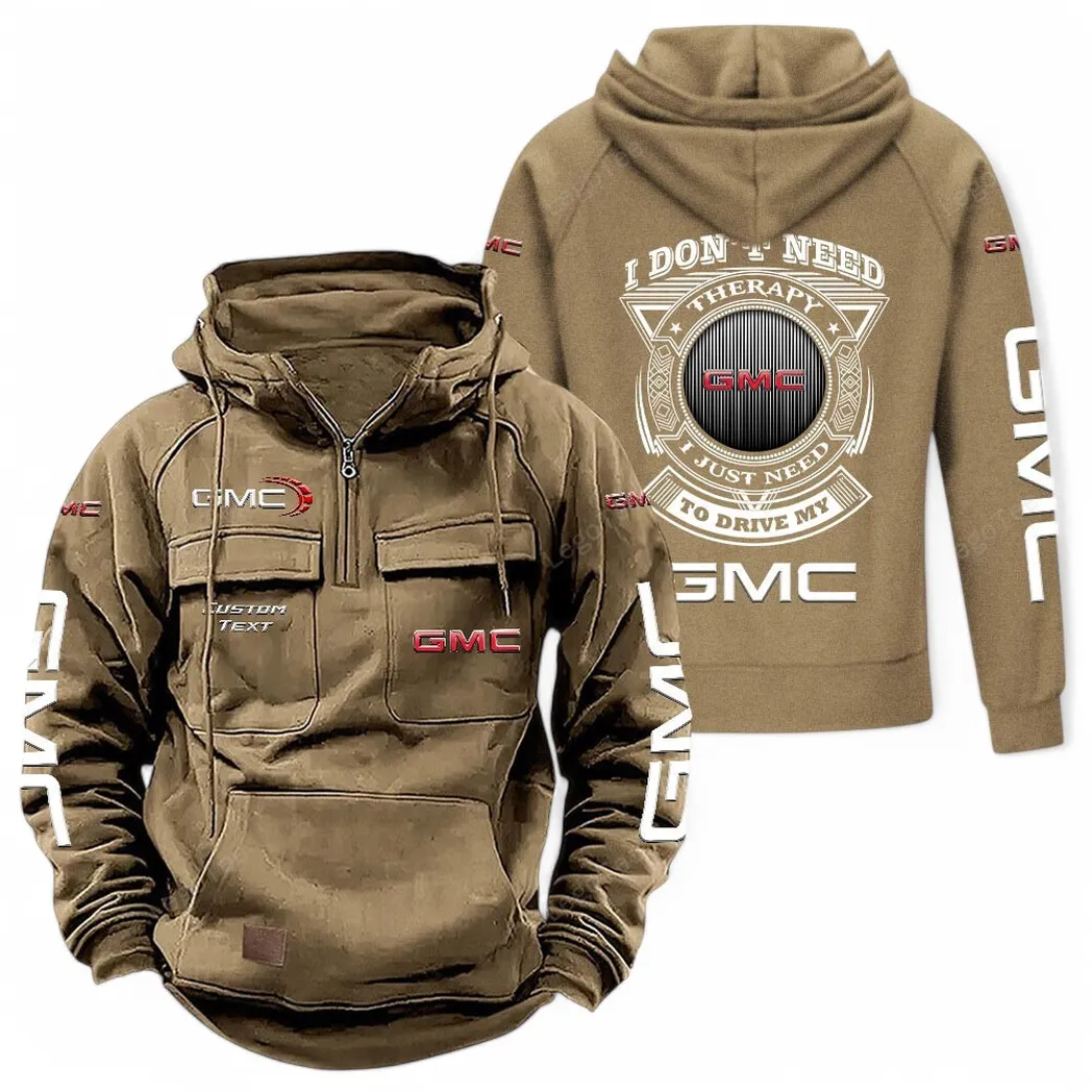 GMC Tactical Quarter Zip Hoodie CAR106021525028, Gifts For Men, Him, Husband, Boyfriend - Khaki