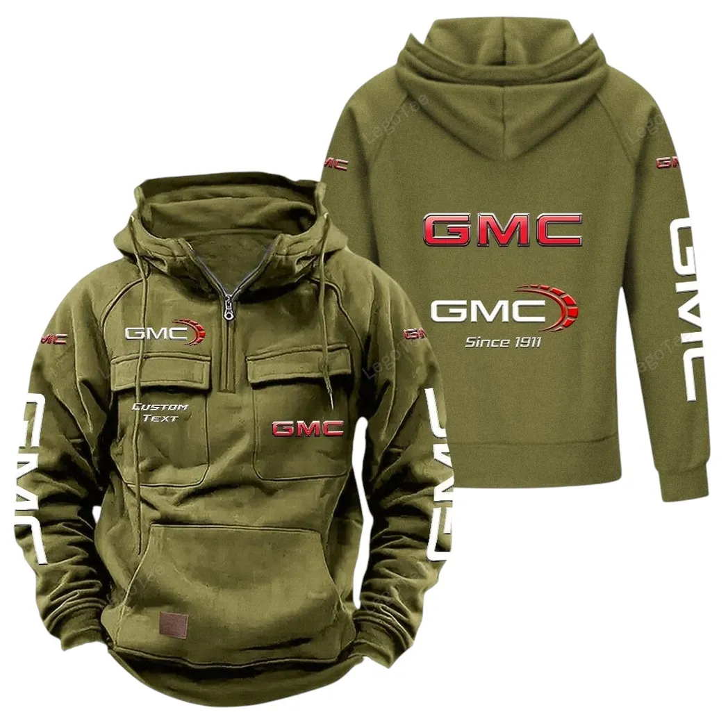 GMC Tactical Quarter Zip Hoodie, Gift For GMC Lovers, Gift For Him, Husband, Boyfriend - Army Green CAR96021425722-1