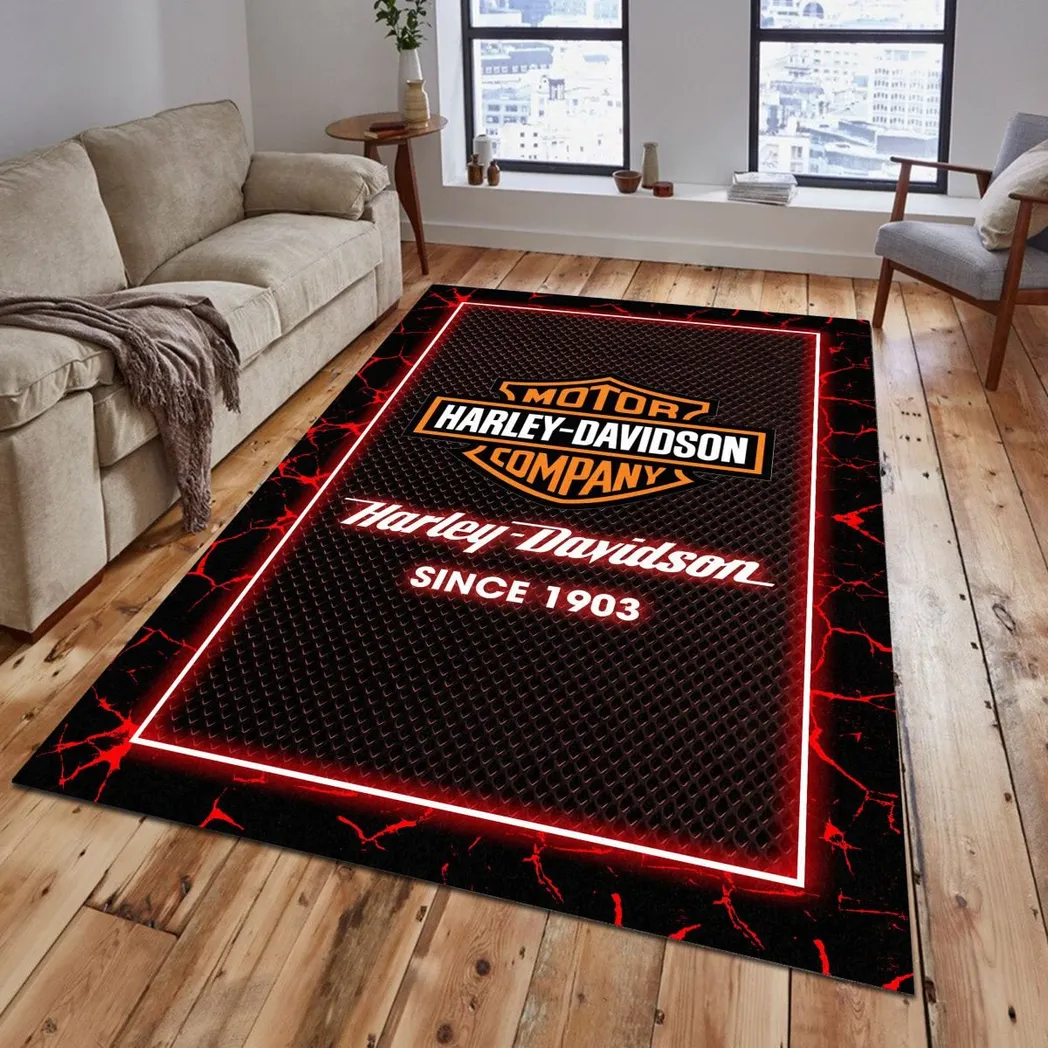 Harley Davidson Rug, Gift For Harley Davidson Lovers, Gift For Him, Husband, Boyfriend CAR5202192529 - Red