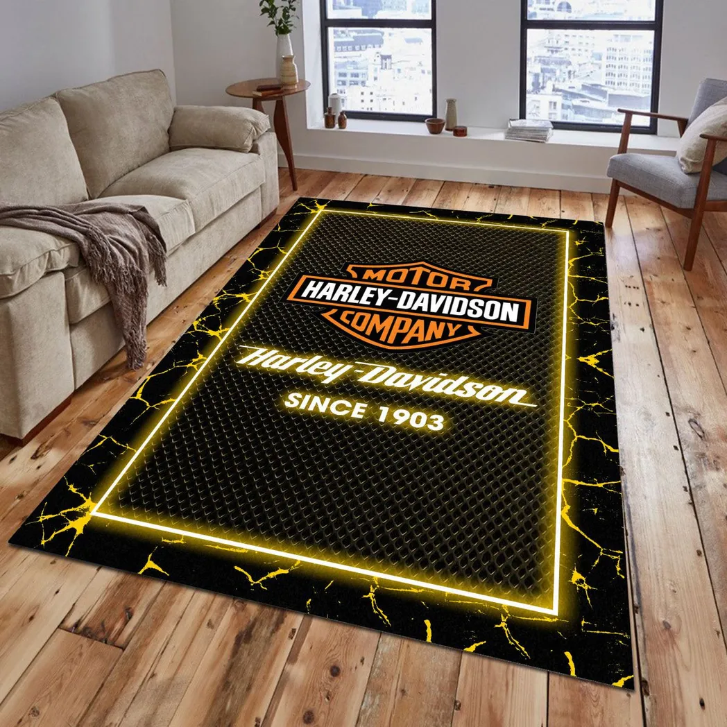 Harley Davidson Rug, Gift For Harley Davidson Lovers, Gift For Him, Husband, Boyfriend CAR5202192529 - Yellow