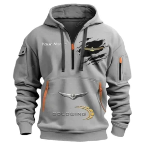 Honda Gold Wing Half Zip Hoodie CAR113021425809, Best Gift for Him, Husband, Boyfriend - Gray