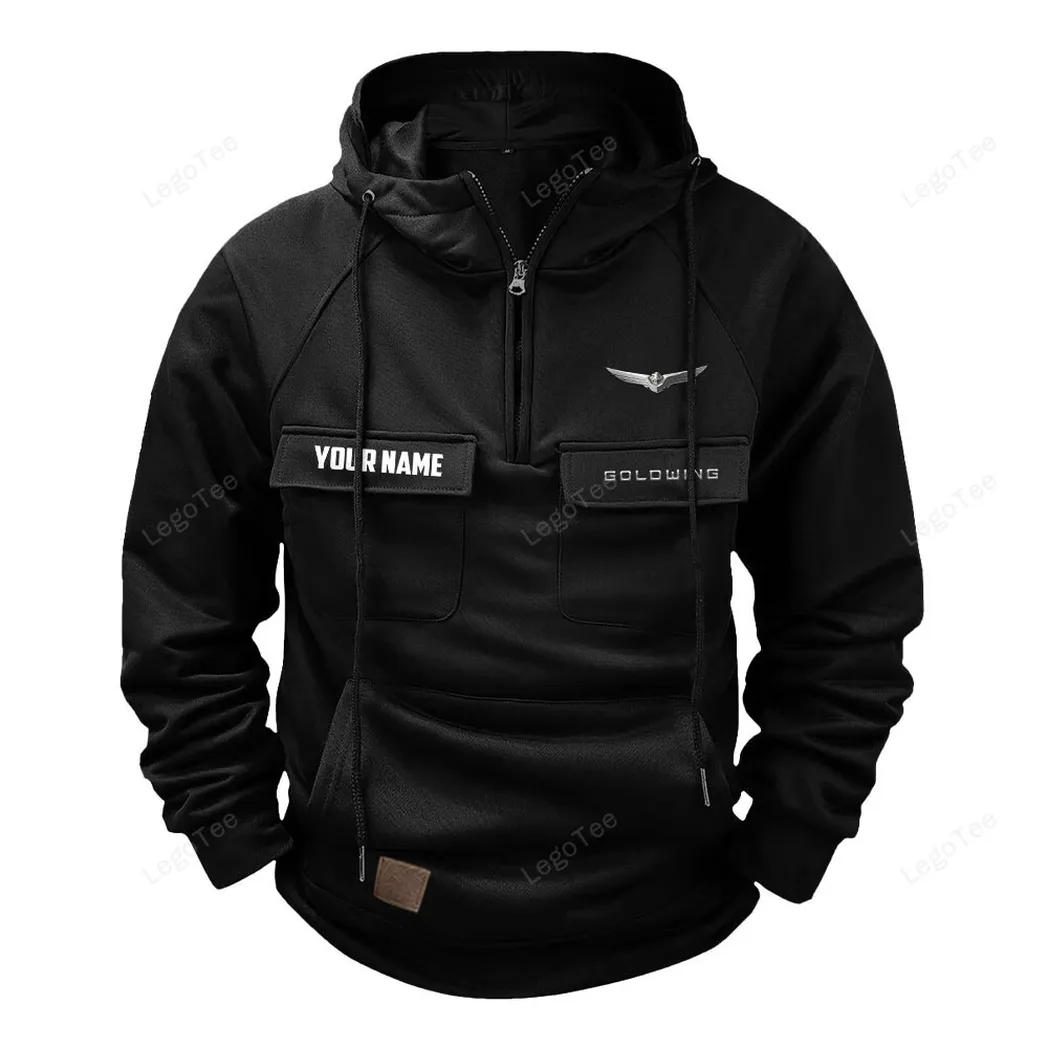 Honda Gold Wing Tactical Quarter Zip Hoodie, Gift For Honda Gold Wing Lovers, Gift For Him, Husband, Boyfriend - Black CAR109021425375-2