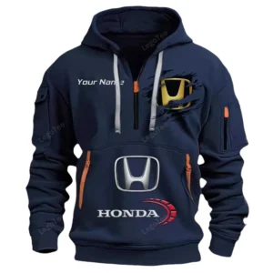 Honda Half Zip Hoodie CAR113021425806, Best Gift for Him, Husband, Boyfriend - Navy
