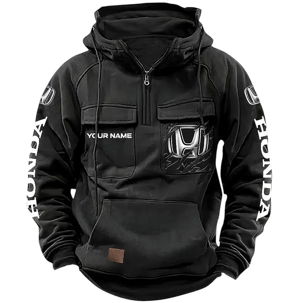 Honda Hoodie Tactical Quarter Zip, Gift For Honda Lovers CAR164022425155 - Black