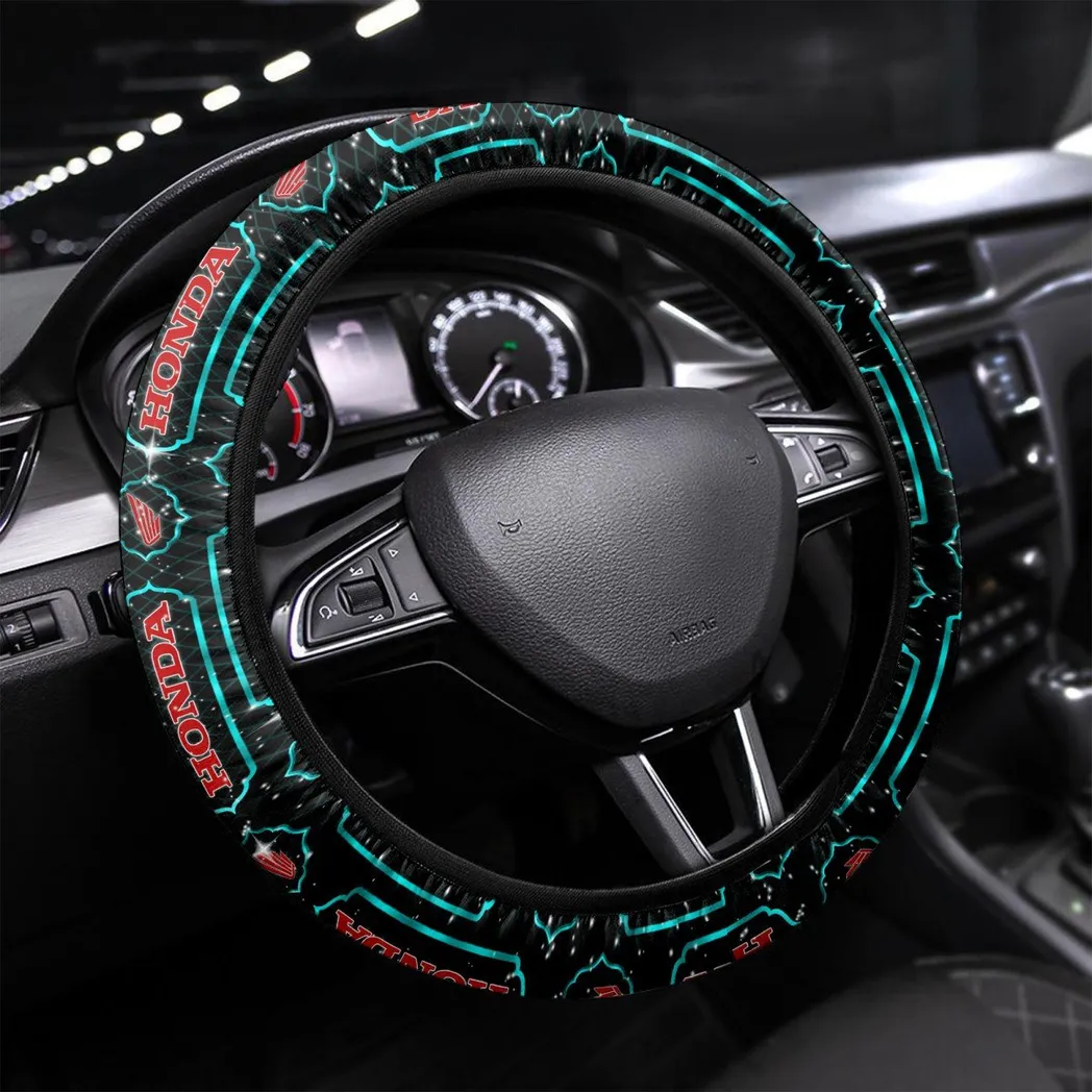 Honda Motorcycle Steering Wheel Cover, Personalized Gifts For Him, Boyfriend, Husband - Cyan CAR55021425258