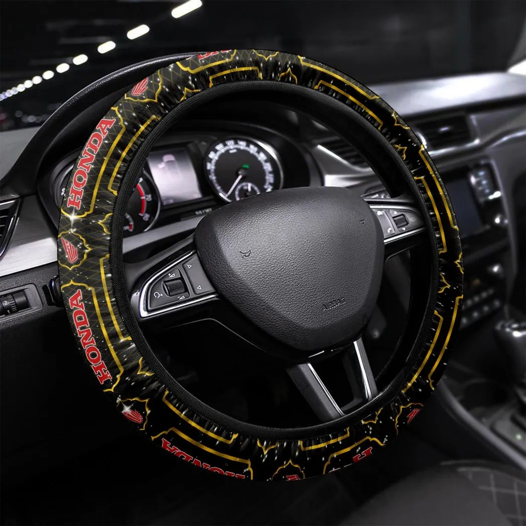 Honda Motorcycle Steering Wheel Cover, Personalized Gifts For Him, Boyfriend, Husband - Yellow CAR55021425258