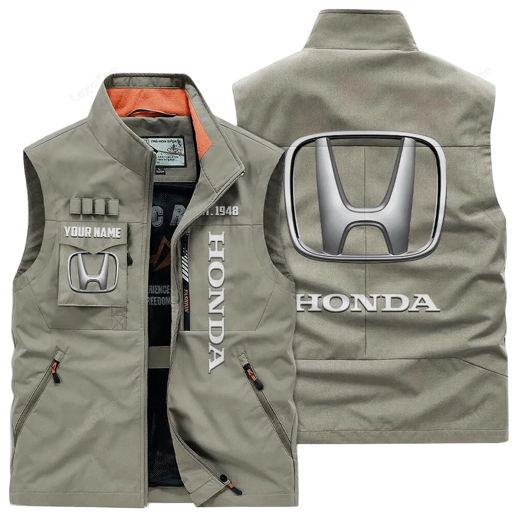 Honda Outdoor Sleeveless Vest, Gift For Honda Lovers, Gift For Him, Husband, Boyfriend - Khaki CAR132021325956-4