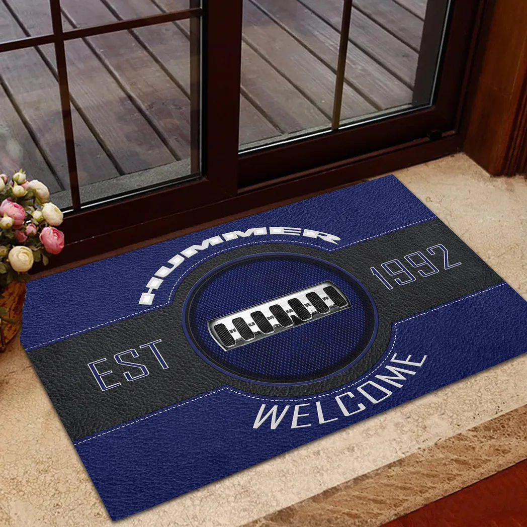 Hummer Doormat, Gift For Hummer Lovers, Gift For Him, Husband, Boyfriend CAR16902262526 - Blue
