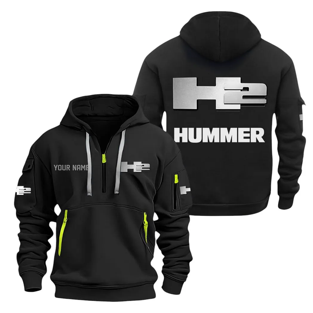 Hummer H2 Half Zip Hoodie For Men, Gift For Hummer H2 Lovers CAR20022125736 - Black