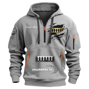Hummer Half Zip Hoodie CAR113021425833, Best Gift for Him, Husband, Boyfriend - Gray