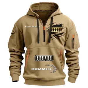 Hummer Half Zip Hoodie CAR113021425833, Best Gift for Him, Husband, Boyfriend - Khaki