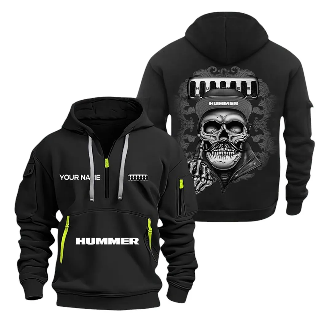 Hummer Half Zip Hoodie For Men, Gift For Hummer Fan CAR166022625133 - Black