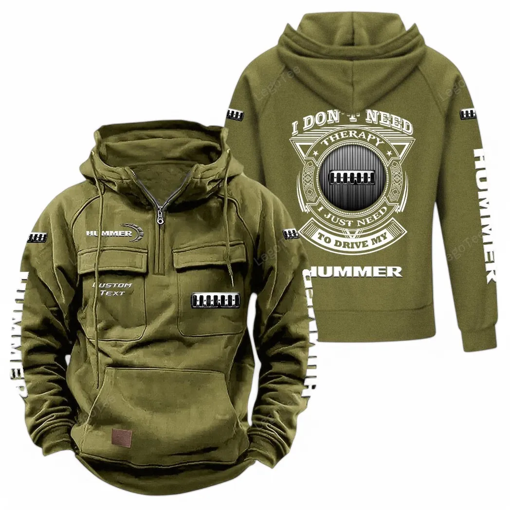 Hummer Tactical Quarter Zip Hoodie CAR106021525073, Gifts For Men, Him, Husband, Boyfriend - Army Green