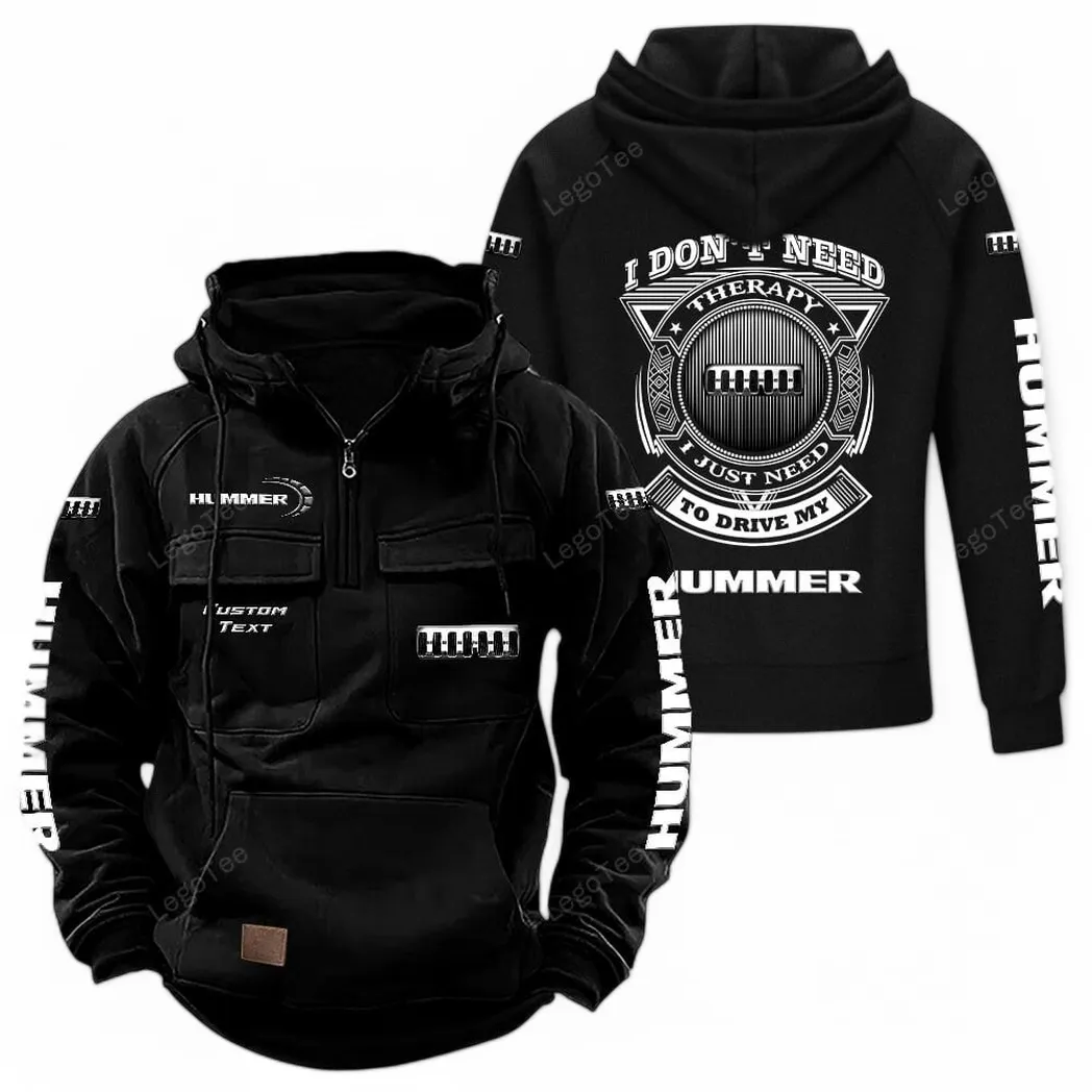 Hummer Tactical Quarter Zip Hoodie CAR106021525073, Gifts For Men, Him, Husband, Boyfriend - Black