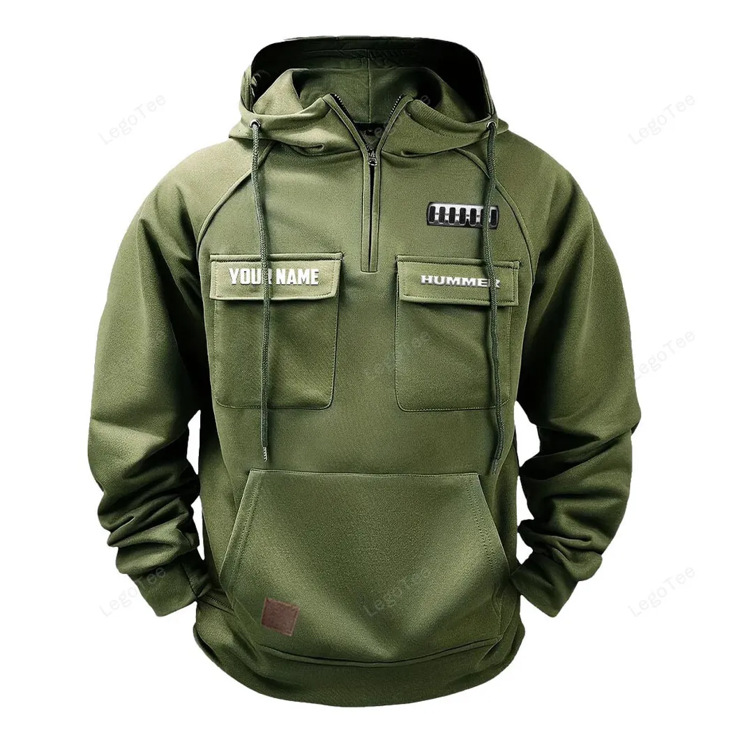 Hummer Tactical Quarter Zip Hoodie, Gift For Hummer Lovers, Gift For Him, Husband, Boyfriend - Army Green CAR109021425361-1