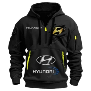 Hyundai Half Zip Hoodie CAR113021425854, Best Gift for Him, Husband, Boyfriend - Black