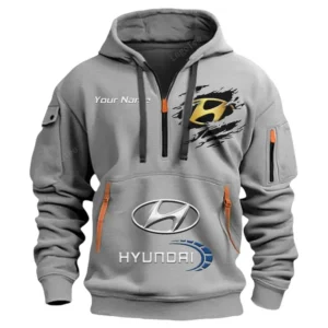 Hyundai Half Zip Hoodie CAR113021425854, Best Gift for Him, Husband, Boyfriend - Gray