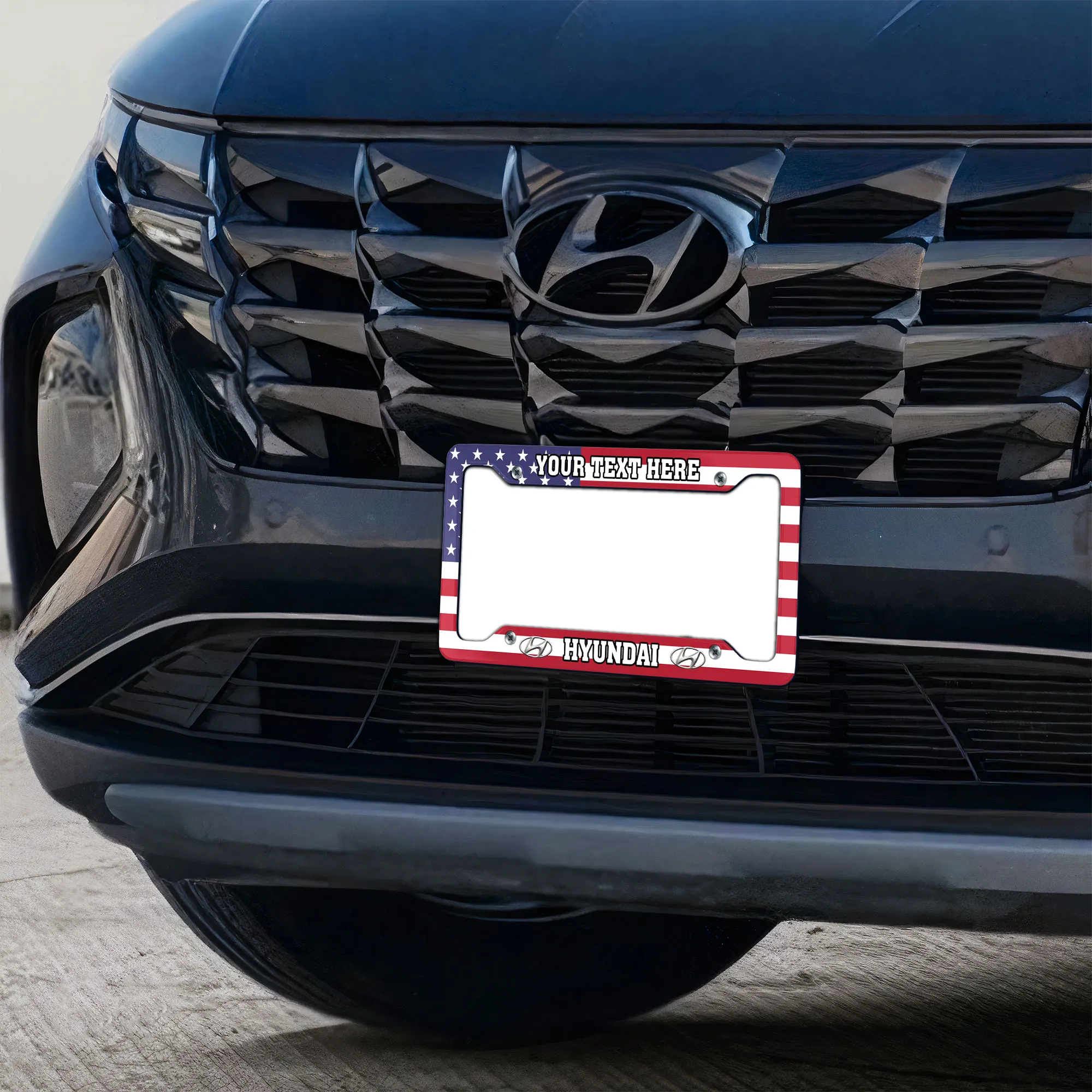Hyundai License Plate Frame USA Flag Style, Gift For Hyundai Lovers LPF02030425909 - 4 Holes