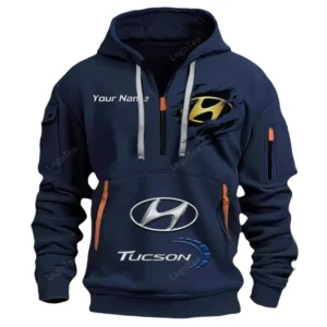 Hyundai Tucson Half Zip Hoodie CAR113021425805, Best Gift for Him, Husband, Boyfriend - Navy